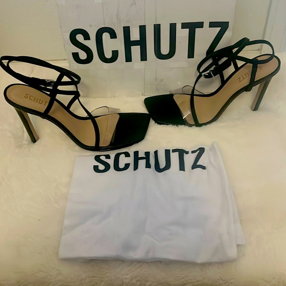 Schutz Aisha Vinyl and Leather Sandals